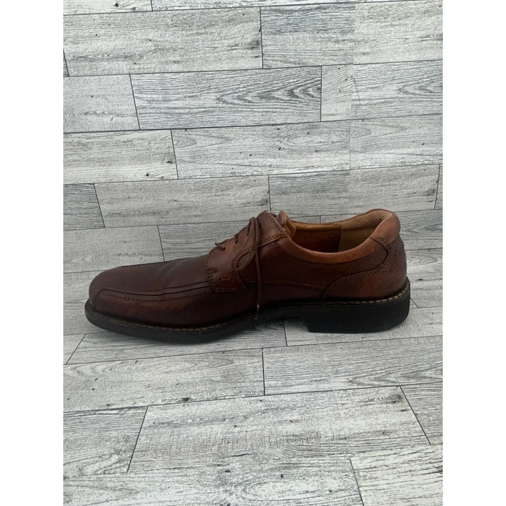 ECCO Mens Leather Dress Shoes Lace Up Brown Square Toe Size EU‎ 47 US 13.5